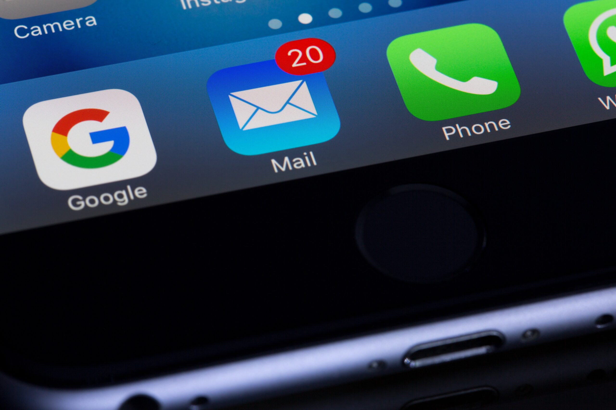 An iPhone showing a notification on the mail application